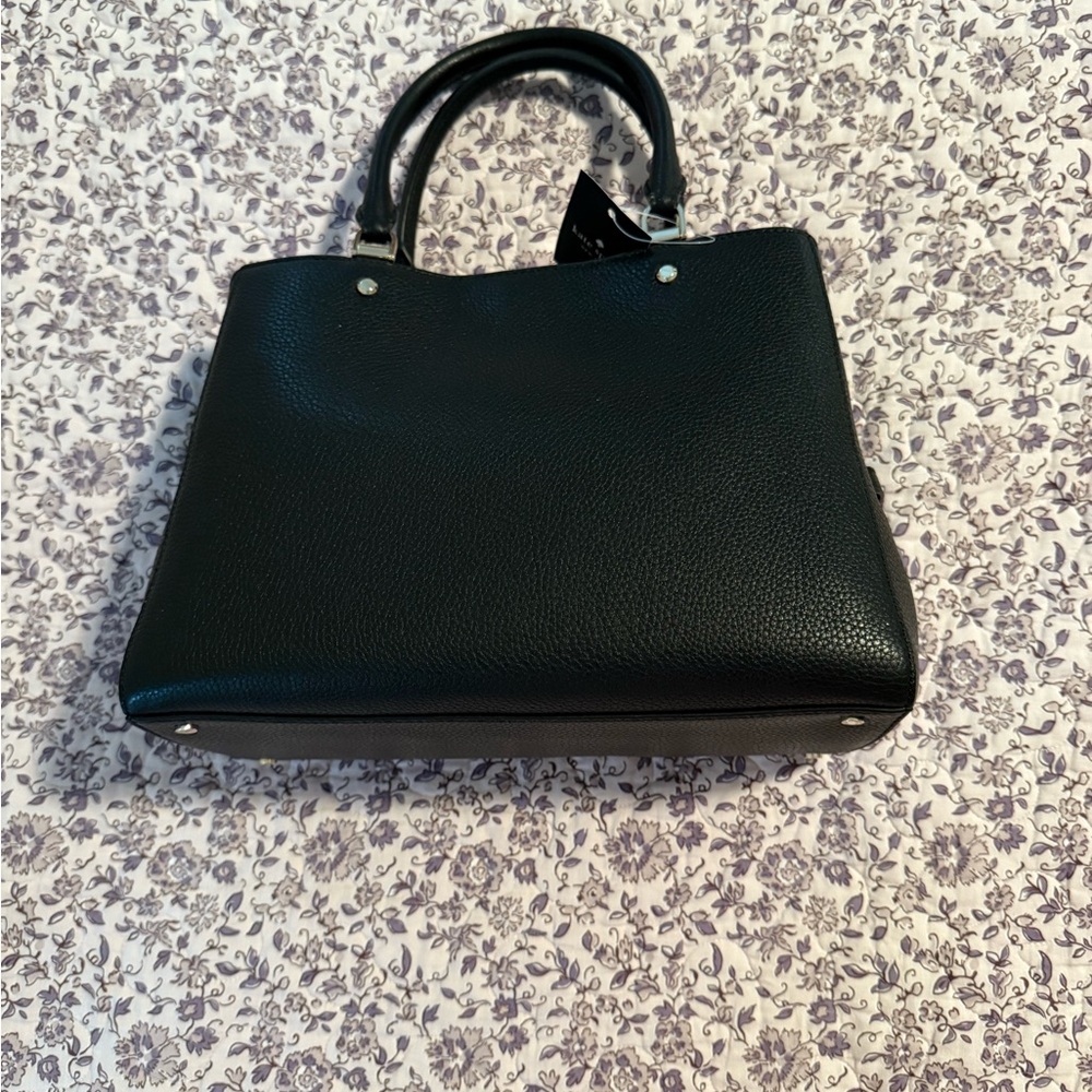 ♠️ Kate Spade Leila Medium Triple Compartment Satchel Black Pebbled Leather Bag - Picture 7 of 12